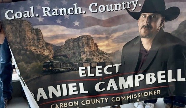 Daniel Campbell's campaign banner.